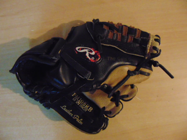 Baseball Glove Child Size 10.5 inch Rawlings Black Brown Leather Fits on Left Hand
