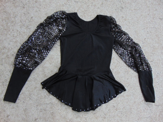 Figure Skating Dress Ladies Size Small Jerry Black Silver Loaded With Sequenses