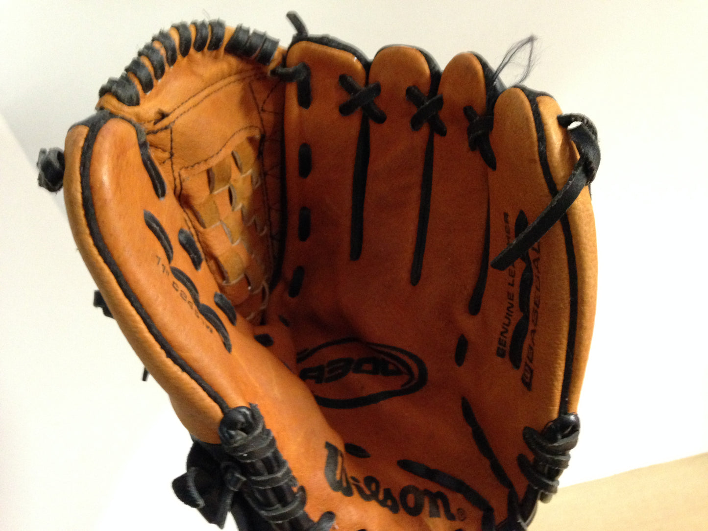 Baseball Glove Adult Size 11 inch Wilson C245 Leather Black Brown Fits on Left Hand Excellent
