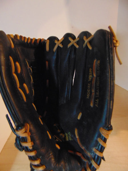 Baseball Glove Adult Size 13 inch Worth All Leather Black WS180 Excellent Fits on Left Hand