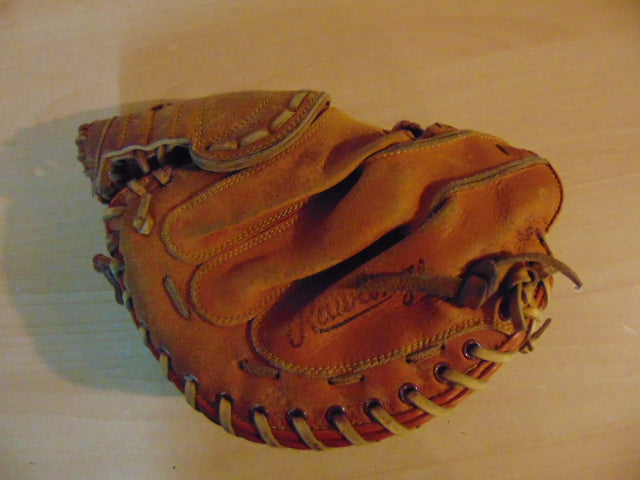 Baseball Glove Adult Size 33 inch Back Catchers Rawlings Soft Leather Tan Fits on Left Hand Excellent