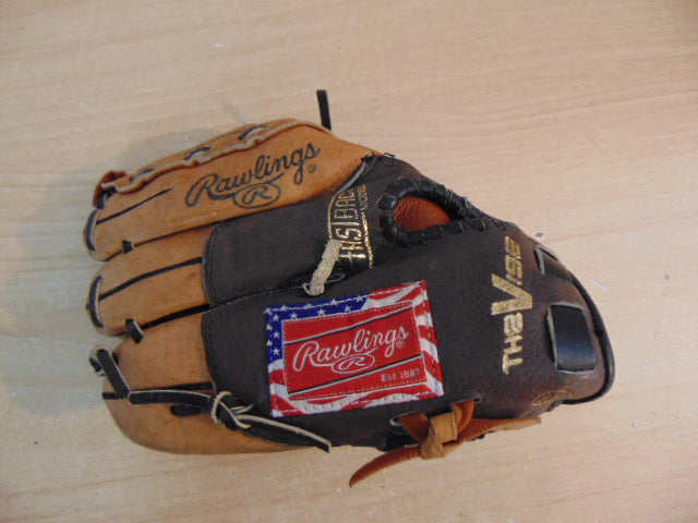Baseball Glove Child Size 10.5 inch Rawlings Tan Black Leather Fits on Left Hand