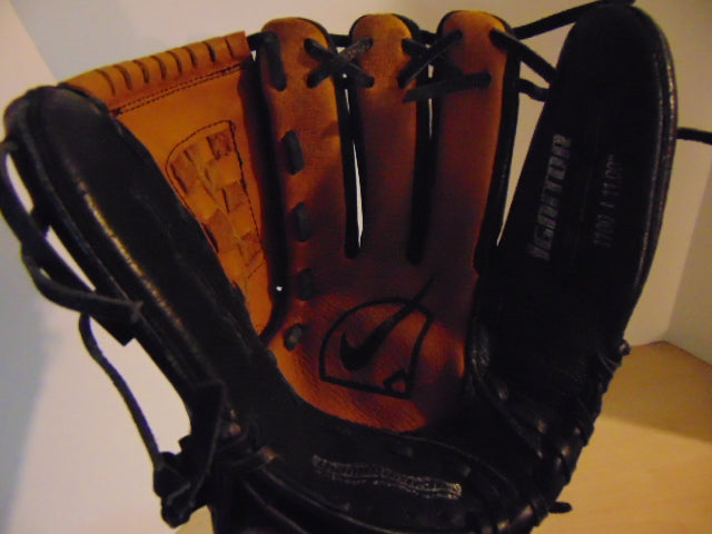 Baseball Glove Adult Size 11 inch Nike Black Tan Leather Fits on Left Hand