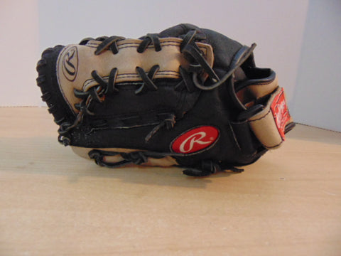 Baseball Glove Adult Size 11 inch Youth Rawlings Leather Black Tan Fits on RIGHT hand