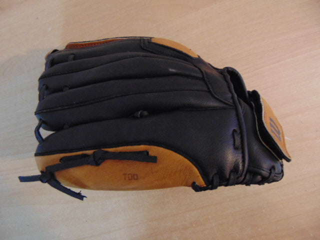 Baseball Glove Adult Size 13 inch Wilson Soft Leather Black Tan Fits on Left Hand New Demo Model