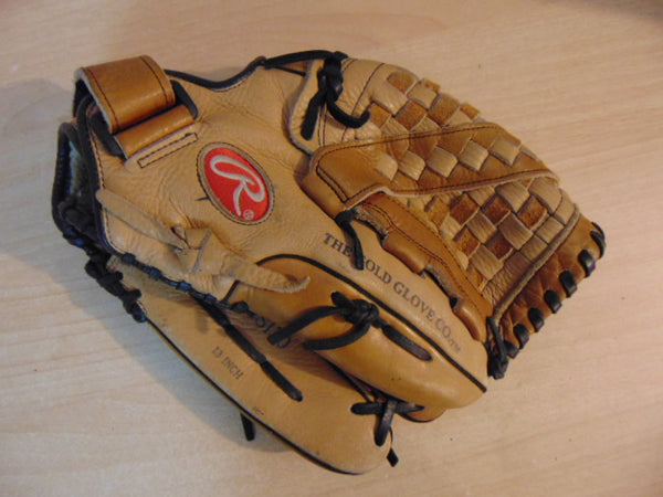 Baseball Glove Adult Size 13 inch Rawlings Tan Leather Fits on Left Hand