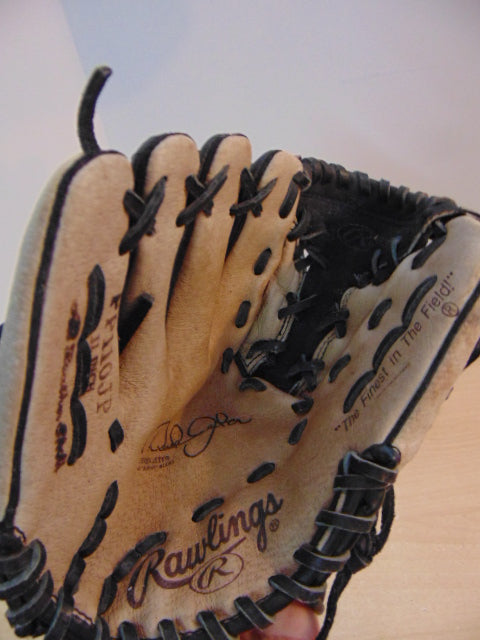 Baseball Glove Adult Size 11 inch Youth Rawlings Leather Black Tan Fits on RIGHT hand