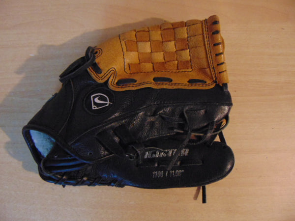 Baseball Glove Adult Size 11 inch Nike Black Tan Leather Fits on Left Hand