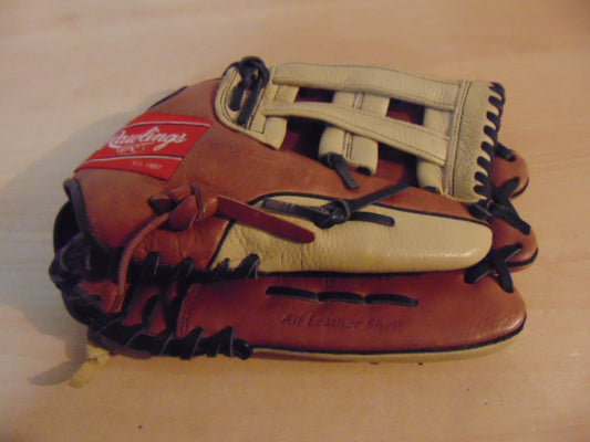 Baseball Glove Adult Size 13 inch Rawlings Zero Shock All Leather Tan and Rust Fits on Left Hand Excellent Condition