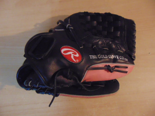 Baseball Glove Adult Size 12 inch Rawlings The Gold Glove Black Pink Leather Fits on Left Hand As New