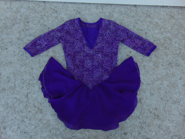 Figure Skating Dress Child Size 12-14 Jerry's Purple Nyon Lace and Bling Outstanding As New