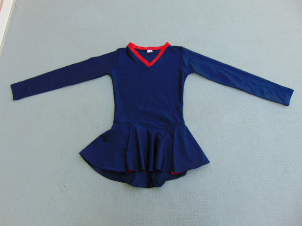 Figure Skating Dress Child Size 12 Marine Blue Red Excellent