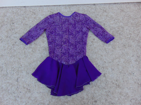 Figure Skating Dress Child Size 12-14 Jerry's Purple Nyon Lace and Bling Outstanding As New