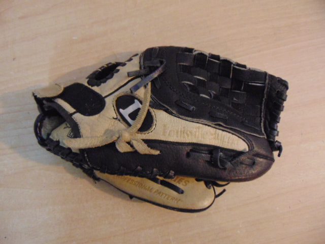 Baseball Glove Child Size 10.5 inch Louisville Slugger Tan Black Soft Leather Fits on Left Hand