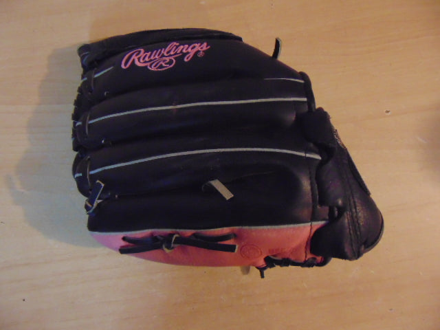 Baseball Glove Adult Size 12 inch Rawlings The Gold Glove Black Pink Leather Fits on Left Hand As New