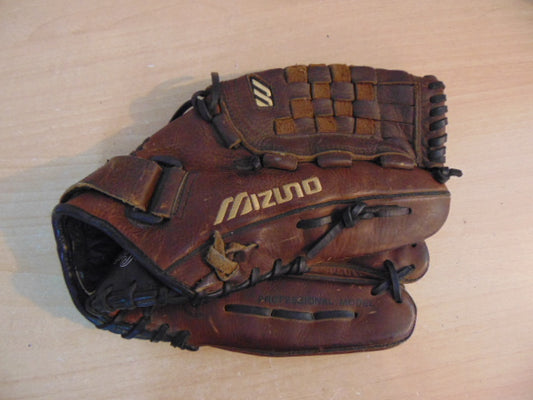 Baseball Glove Adult Size 12.5 inch Mizuno MVT1251 Brown Leather Fits on Left Hand