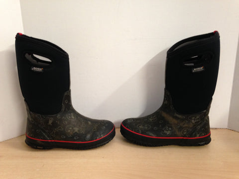 Bogs Brand Child Size 4 Black Grey -30 Degree Neoprene Rubber Rain Winter Snow Waterproof Boots