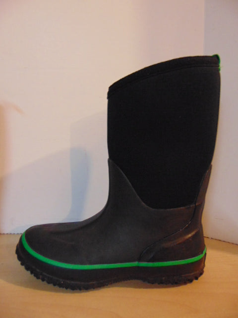 Bogs Style Child Size 3 Storm Green Black Neoprene Rubber Rain Winter Snow Waterproof Boots
