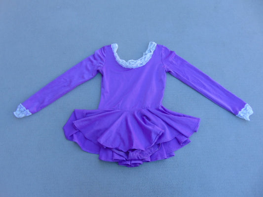 Figure Skating Dress Child Size 14 Fushia Purple With Lace Trim Hand Made