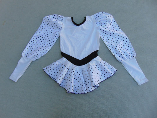 Figure Skating Dress Child Size 8-10  White Black Dots