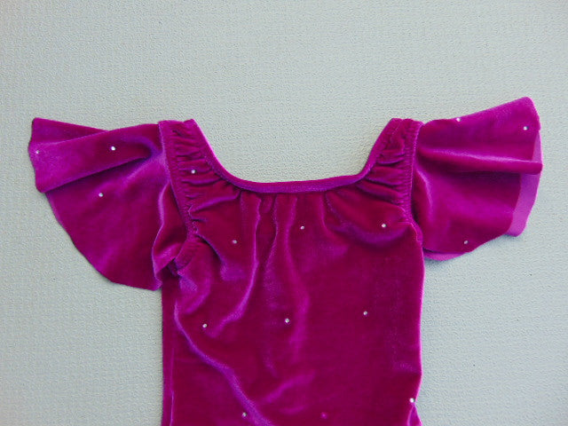 Ballet Dance Dress Child Size 4-6 Leotard Fushia Velour With Bling New Demo Model