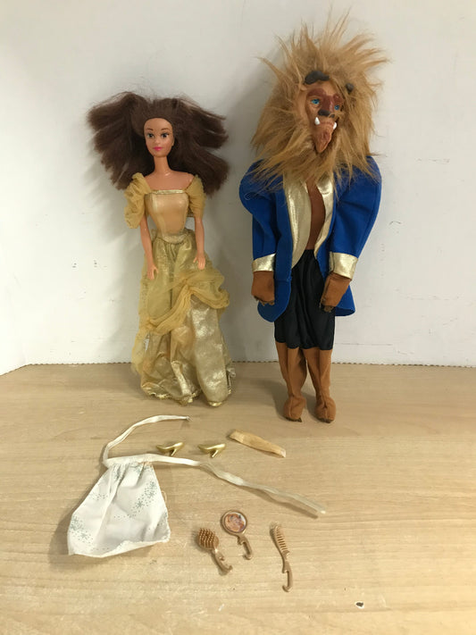 Barbie 1990's Vintage Disney Beauty and The Beast Bell With Brush and Mirror Set RARE