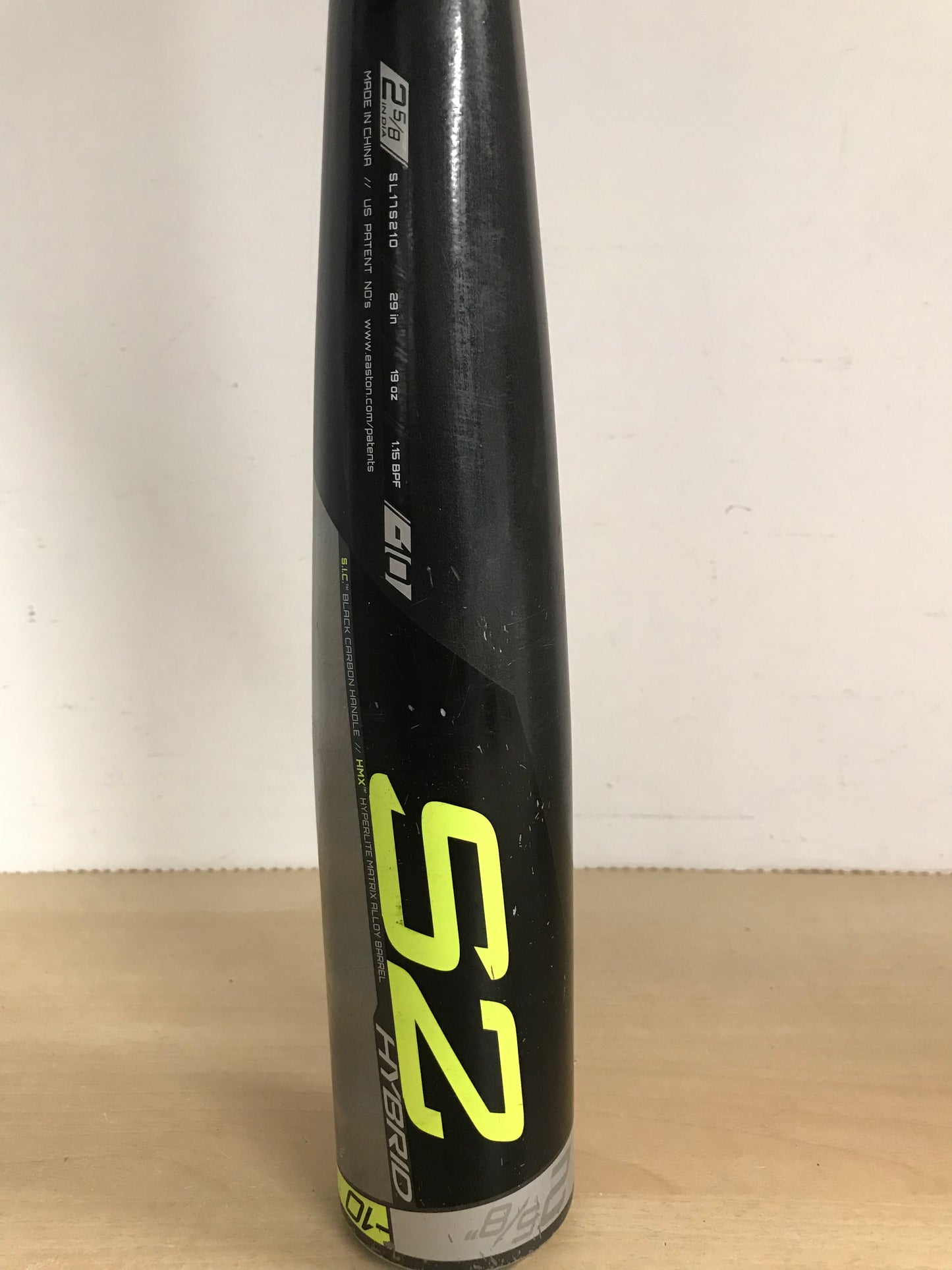 Baseball Bat 29 inch 19 oz Easton S2 Hybrid 2 pc Drop 10 5-8 Big Barrel Baseball  Bat Black Lime and Steel Outstanding Quality