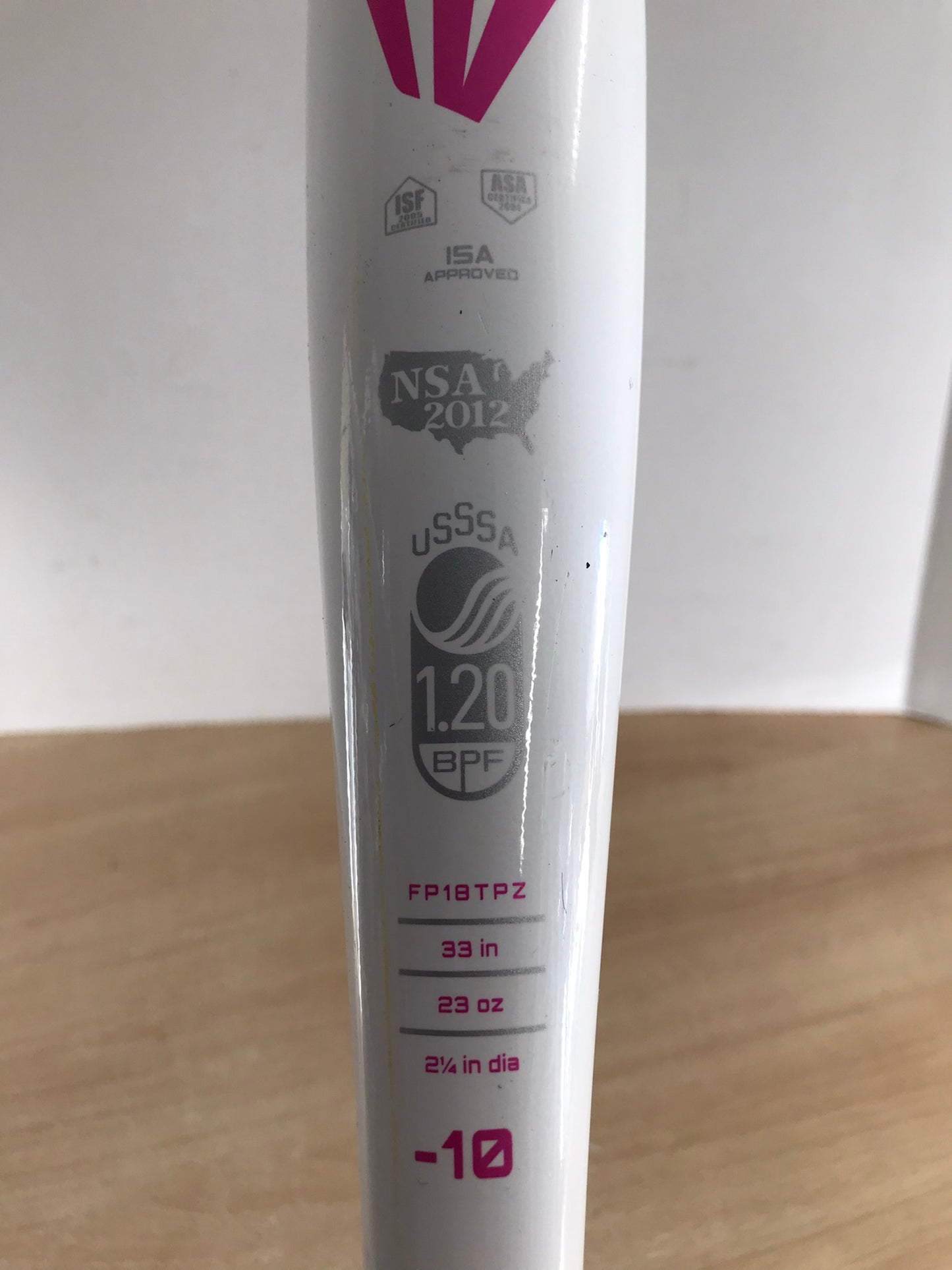 Baseball Bat 33 inch 23 oz Easton Topaz Softball White Pink Teal Excellent