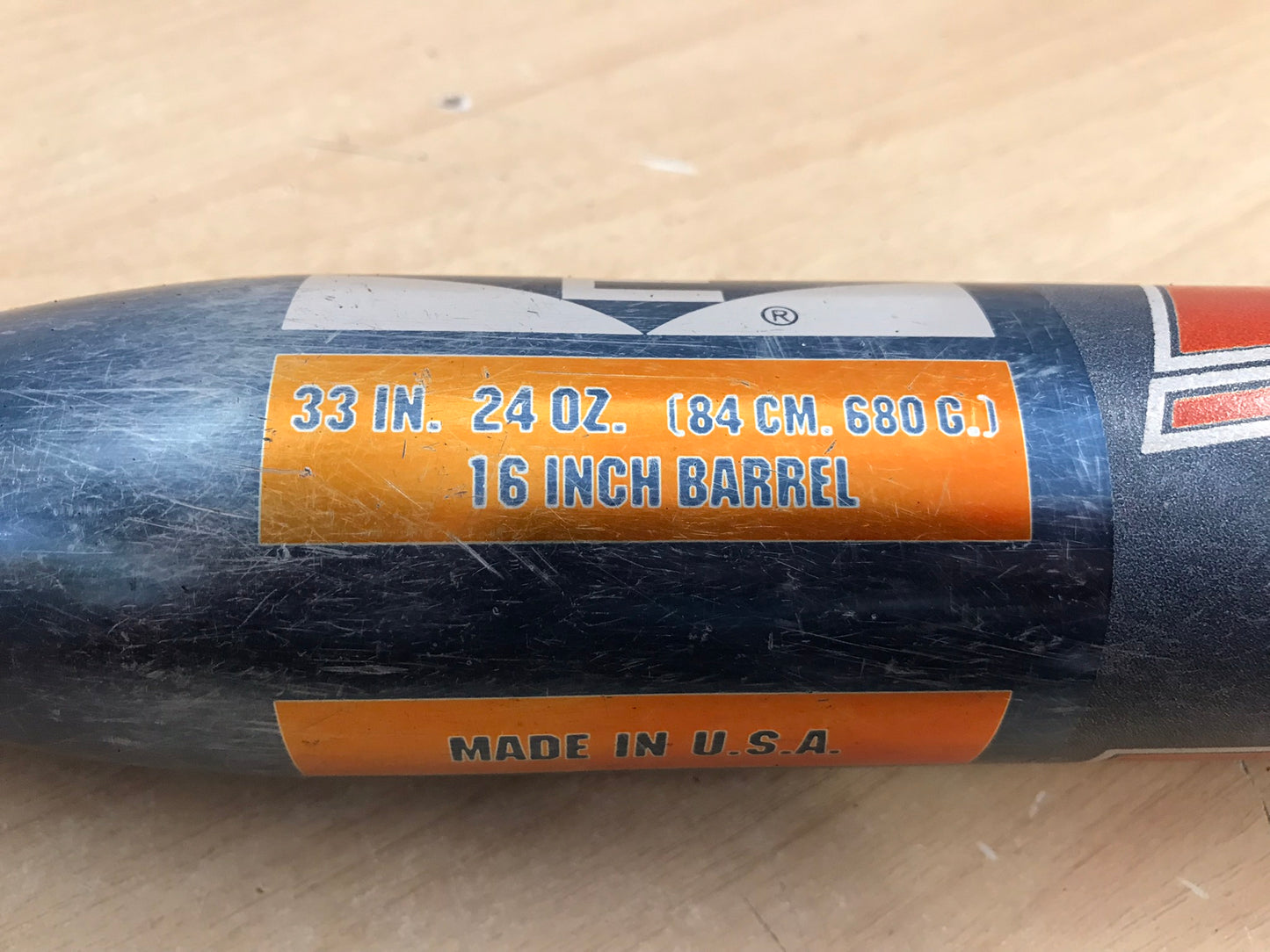 Baseball Bat 33 inch 24 oz Easton React Softball Grey Blue Orange