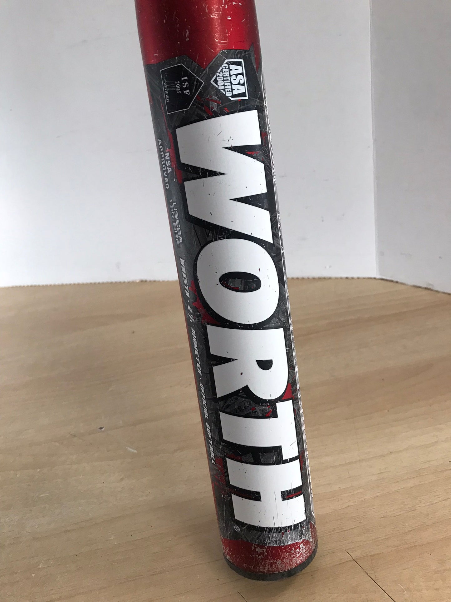 Baseball Bat 34 inch 28 oz Worth Blade Softball Red Grey