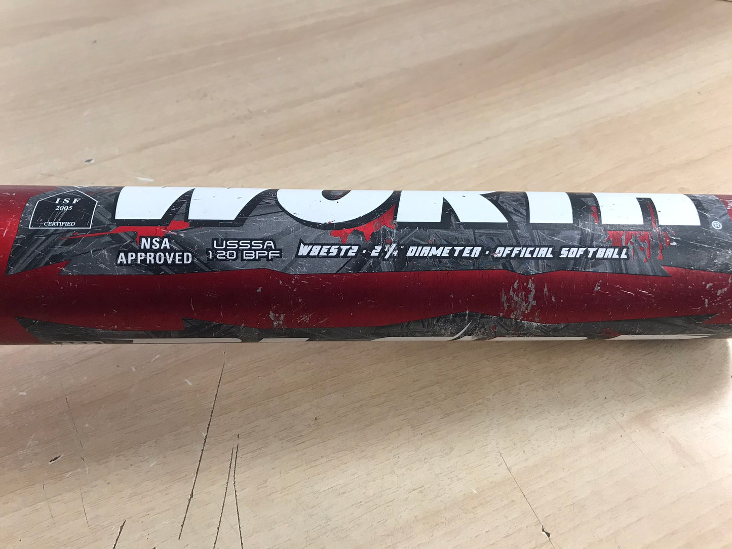 Baseball Bat 34 inch 28 oz Worth Blade Softball Red Grey
