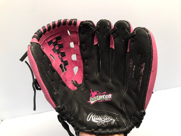 Baseball Glove 12.5 inch Rawlings Fast Pitch Leather Pink Black Fits On Left Hand New Demo Model