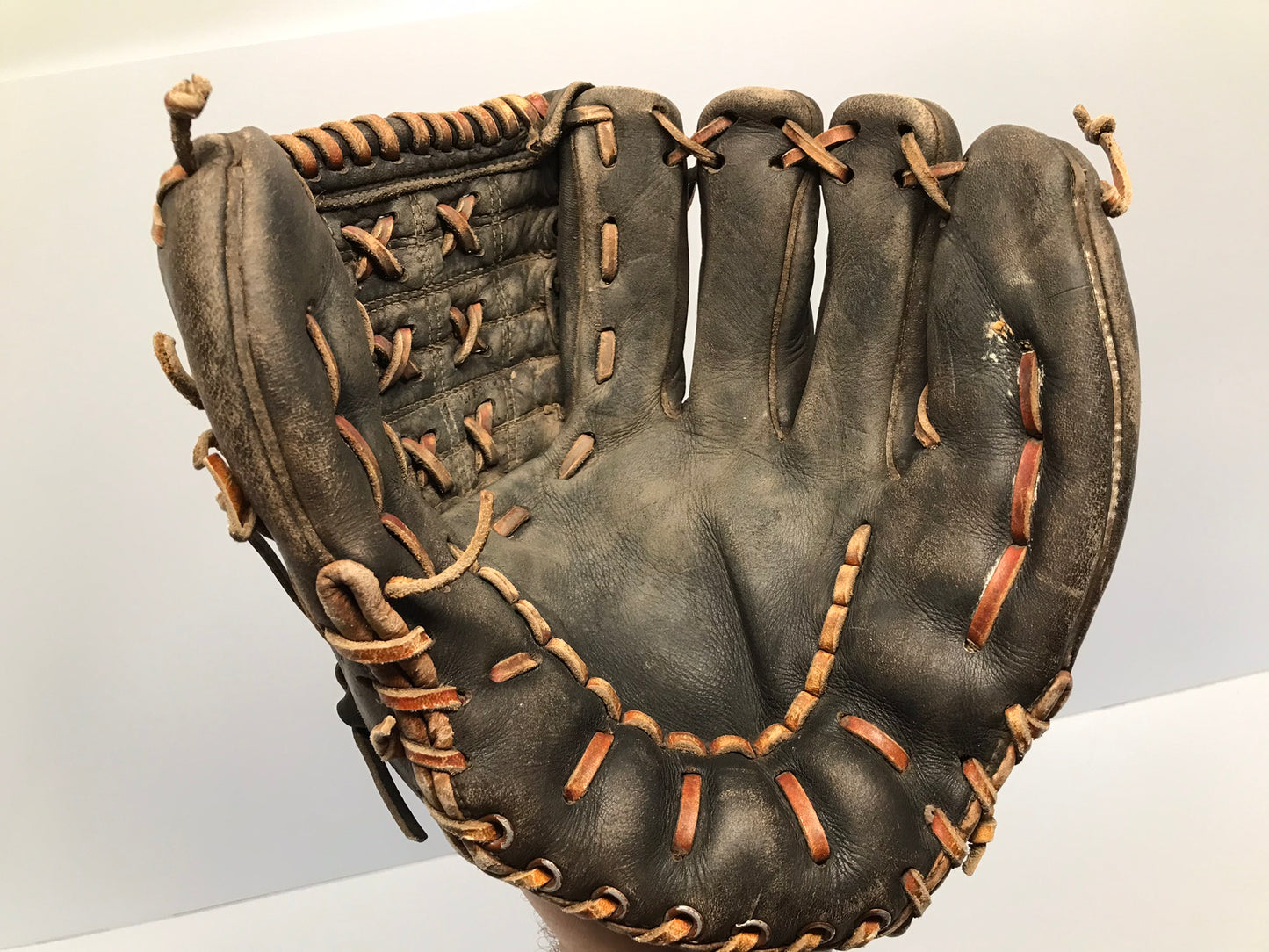 Baseball Glove Adult Size 11.5 Cooper Vintage Heavy All Leather Brown Fits On Left Hand