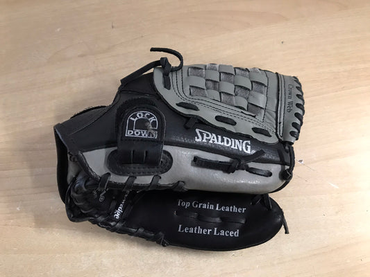 Baseball Glove Adult Size 11.5 Spalding Leather Black Grey Fits on Left Hand