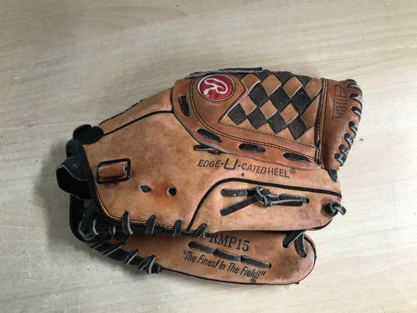 Baseball Glove Adult Size 11.5 inch  Rawlings Brown Black Leather Fits on Left Hand