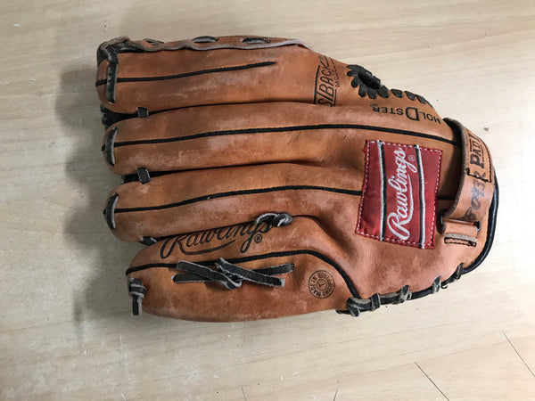 Baseball Glove Adult Size 11.5 inch  Rawlings Brown Black Leather Fits on Left Hand