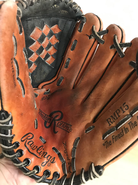 Baseball Glove Adult Size 11.5 inch  Rawlings Brown Black Leather Fits on Left Hand