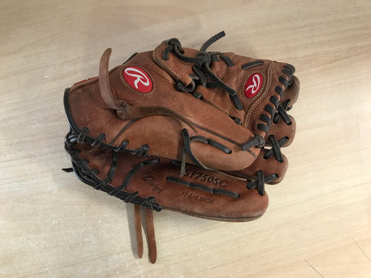 Baseball Glove Adult Size 11.75 inch Rawlings Brown Leather Fits on Left Hand Excellent Quality