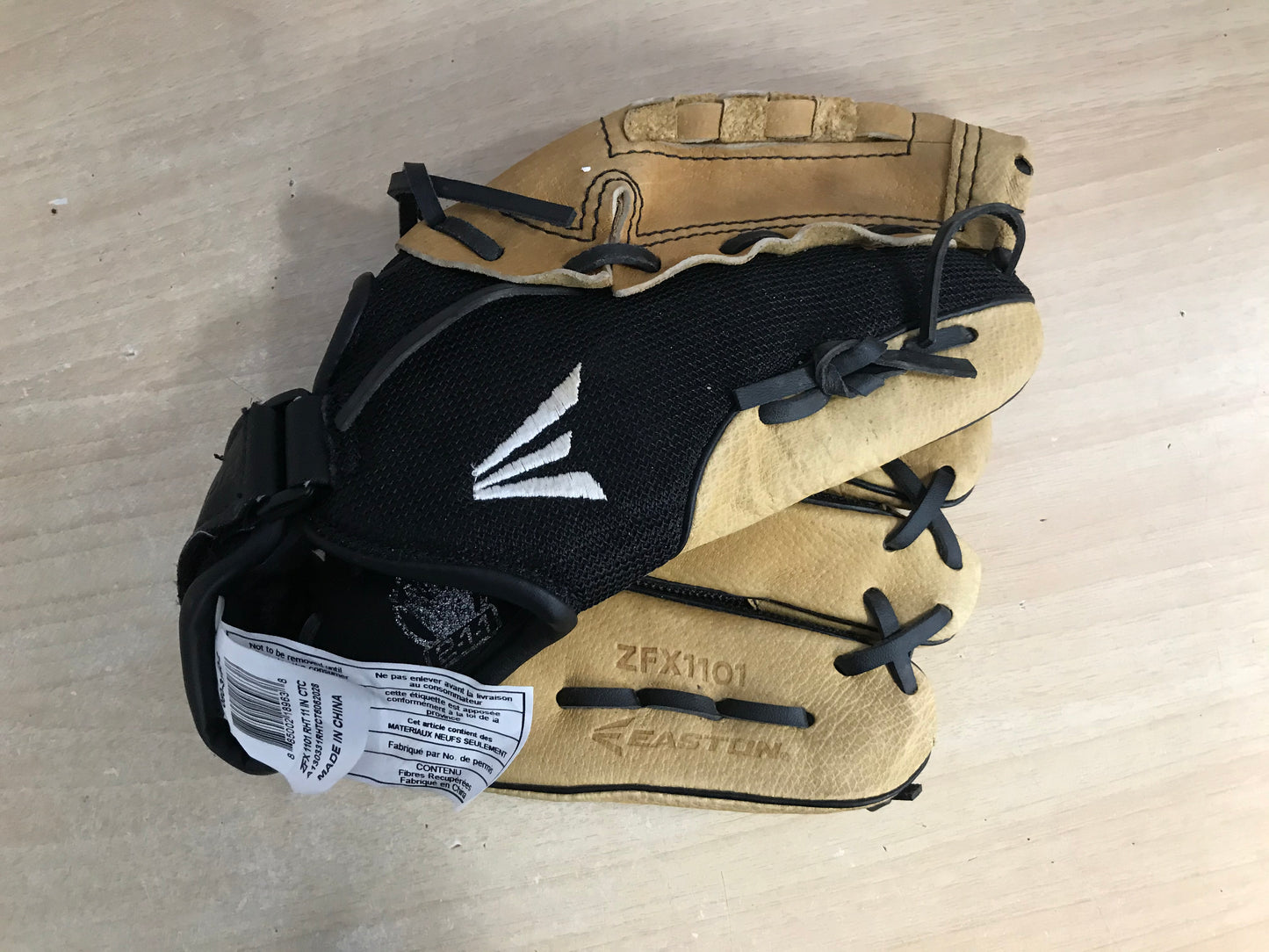 Baseball Glove Child Size 11 inch Easton Brown Black Leather Fits on Left Hand