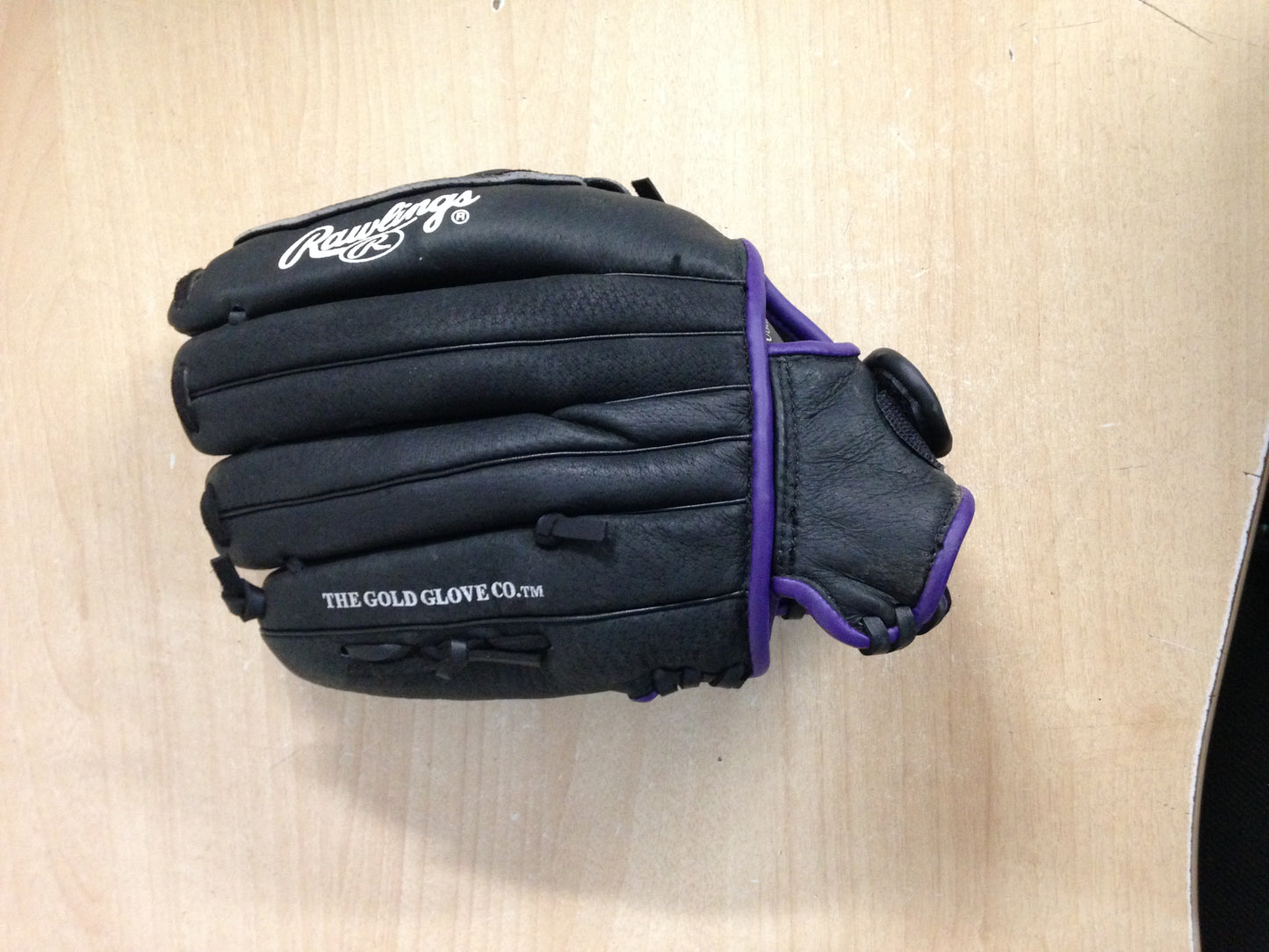 Baseball Glove Adult Size 12.5 inch Rawlings Gold Glove Black Purple Soft Leather As New Fits on Left Hand