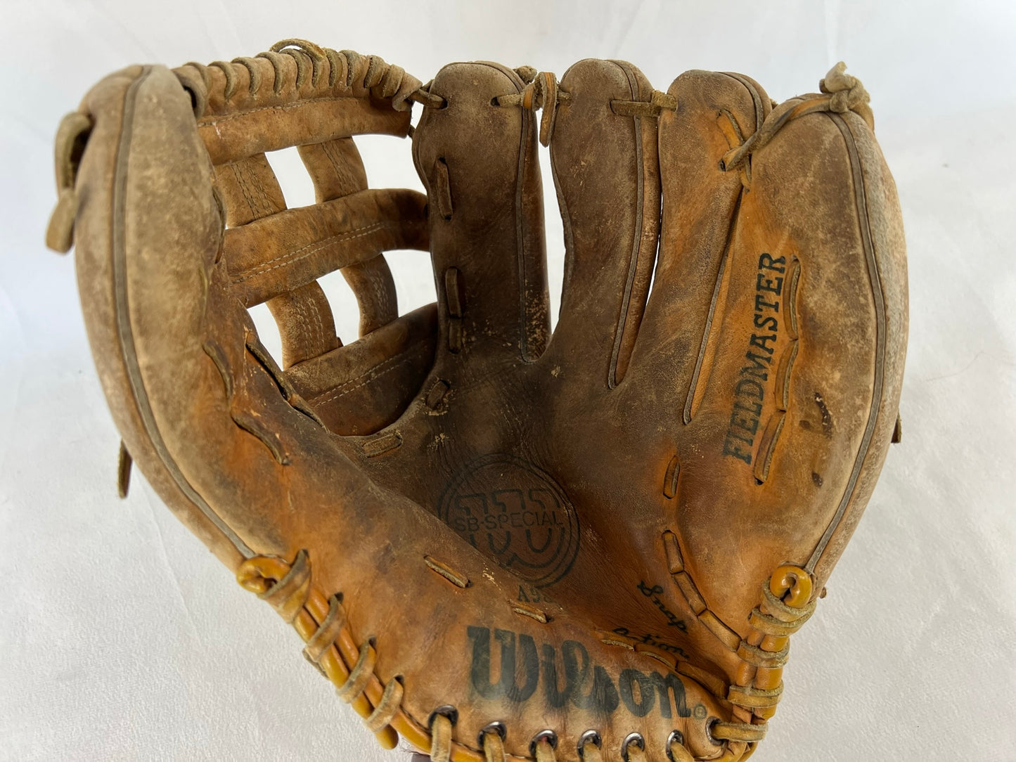 Baseball Glove Adult Size 12.5 inch Wilson Fieldmaster Tan Leather Fits on Left Hand