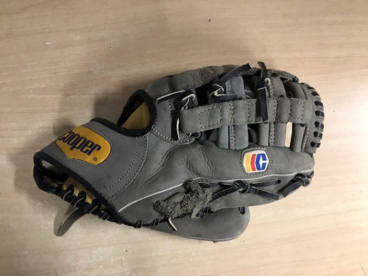 Baseball Glove Adult Size 12 inch Cooper Grey Leather Fits on Left Hand