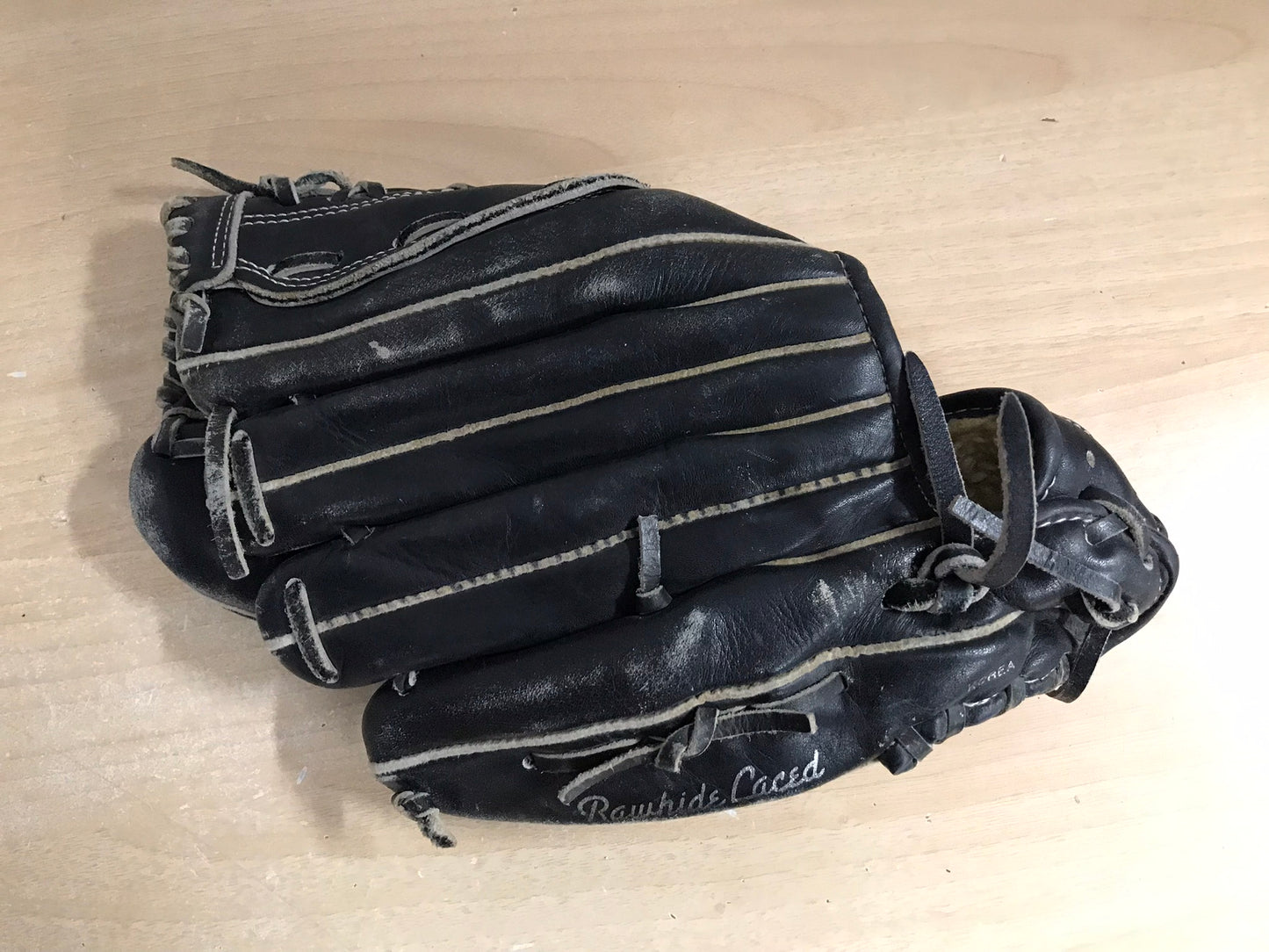 Baseball Glove Adult Size 12 inch Cooper Leather Black Fits on Left Hand