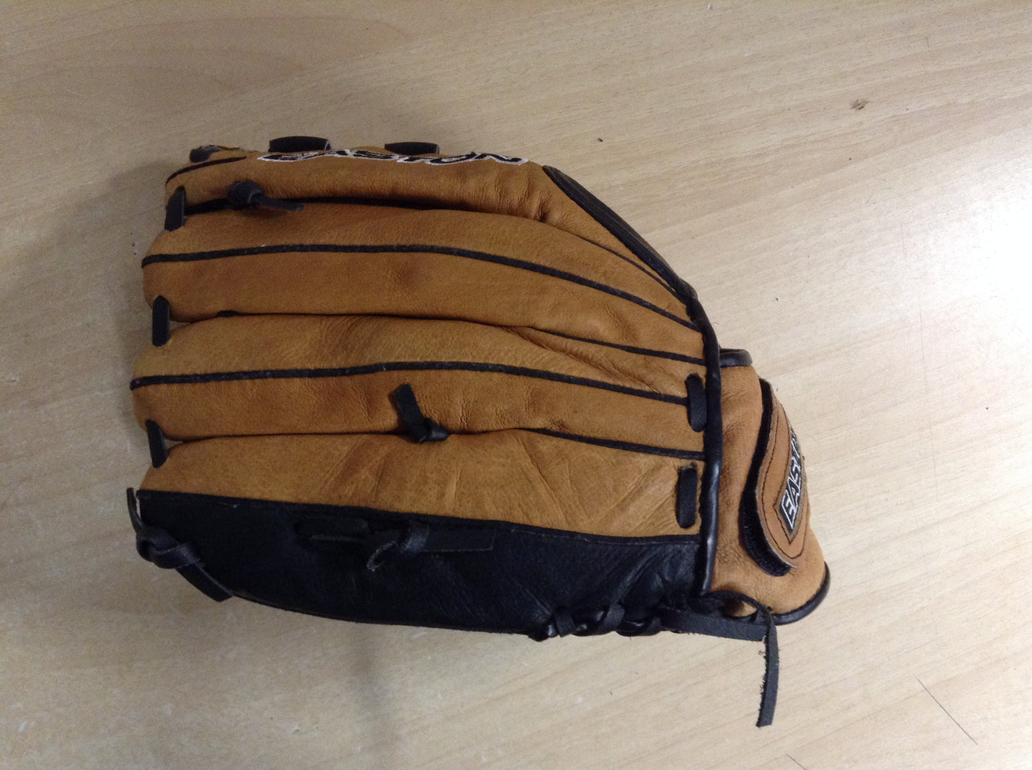 Baseball Glove Adult Size 12 inch Easton Phenom Brown Black Leather Fits on Left Hand As New