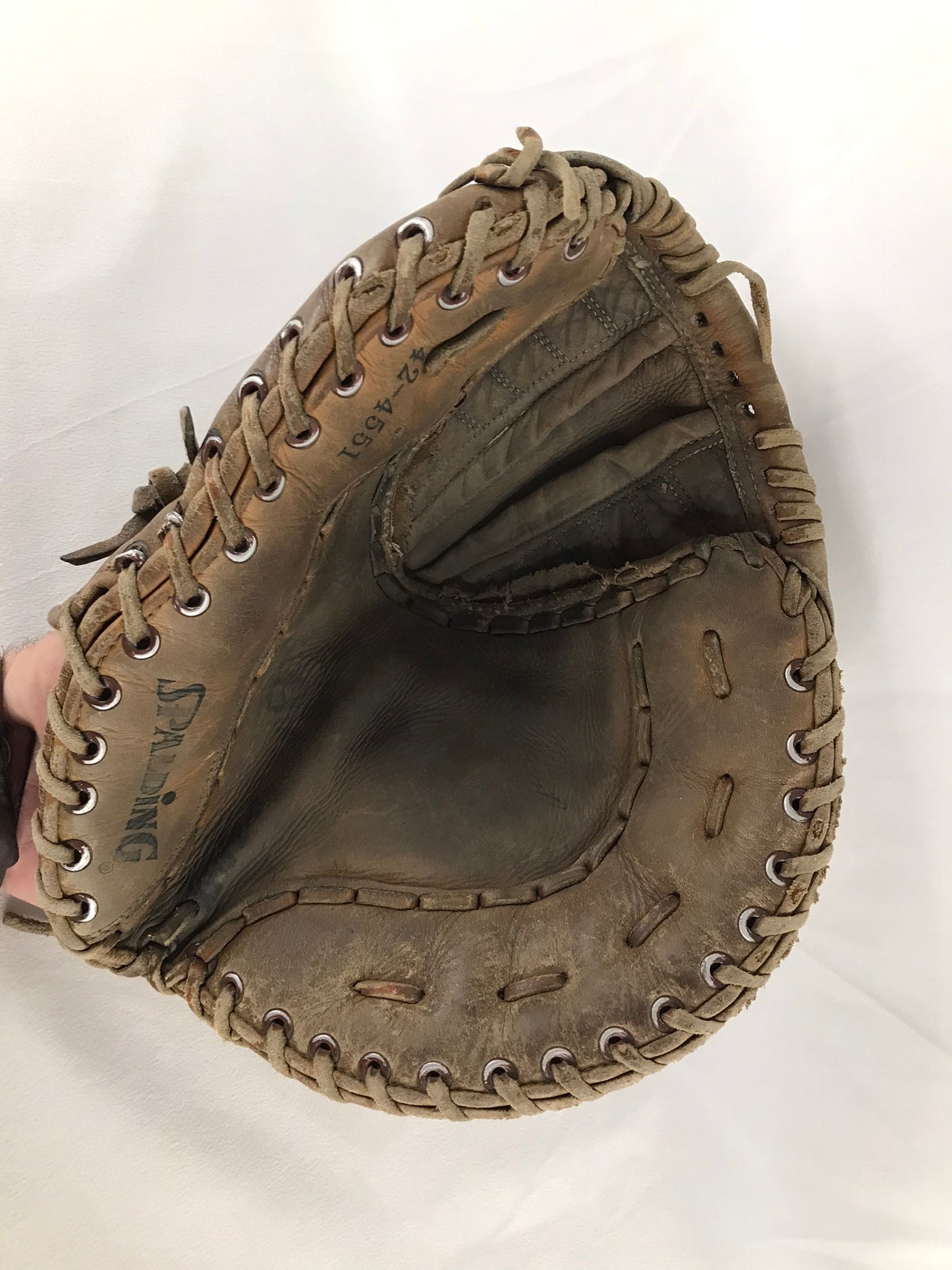 Baseball Glove Adult Size 12 inch First Basemen Spalding Vintage Soft Tan Leather Fits on Left Hand