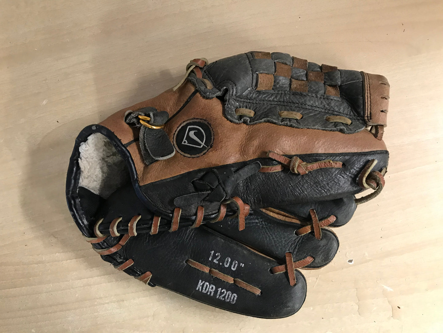 Baseball Glove Adult Size 12 inch  Nike Black Brown Leather Fits on Left Hand