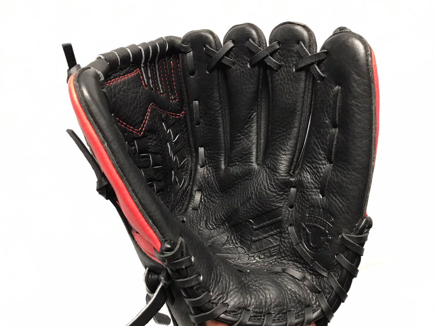 Baseball Glove Adult Size 12 inch Nike Black Red Leather Fits on Left Hand New Demo Model