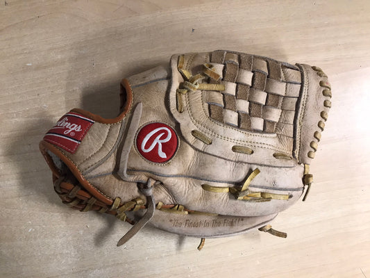 Baseball Glove Adult Size 12 inch Rawlings R Tan Leather Fits on Left Hand
