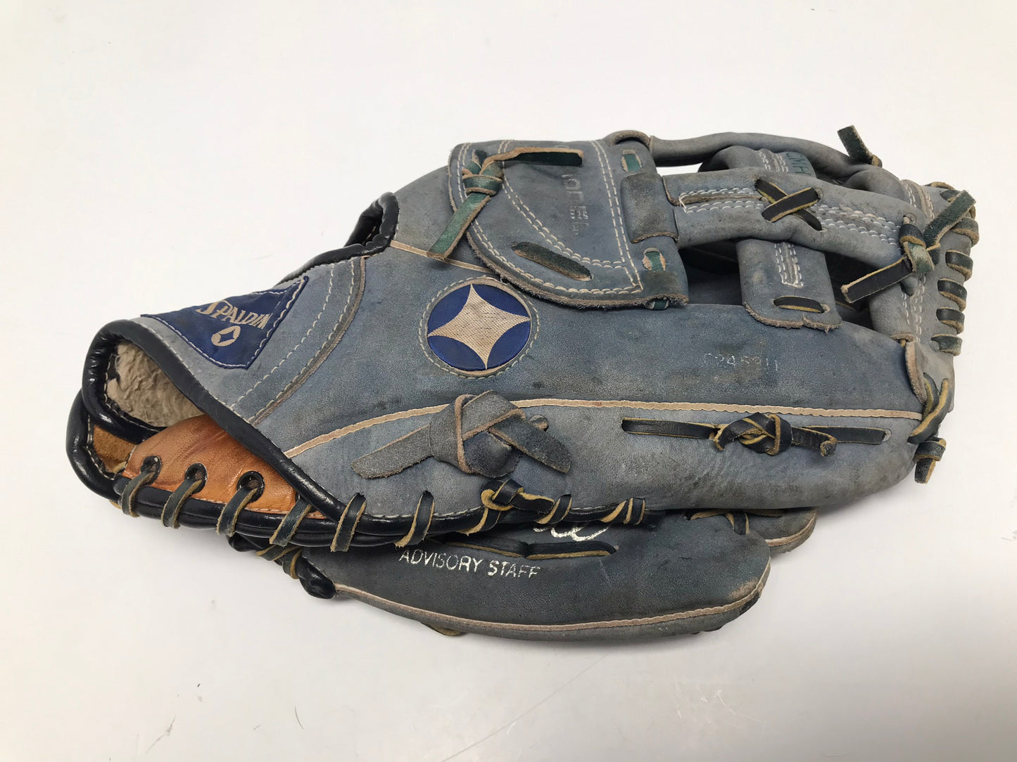 Baseball Glove Adult Size 12 inch Spalding Blue Leather Fits Left Hand Minor Wear