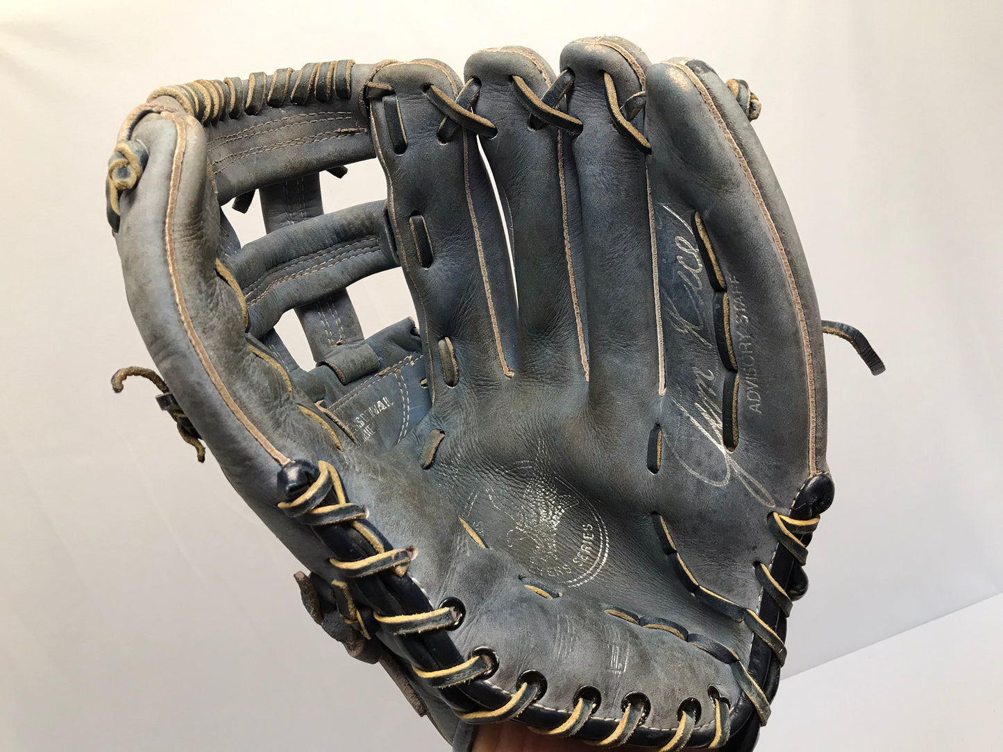 Baseball Glove Adult Size 12 inch Spalding Blue Leather Fits Left Hand Minor Wear